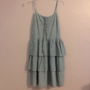 Layered Hem Cami Denim Mini Dress